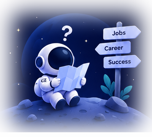 Lost astronaut reading a map on the moon